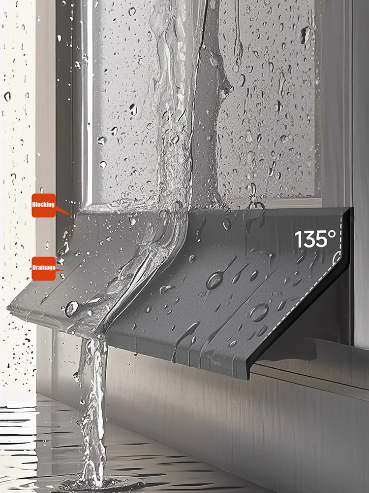 Barre de blocage d'eau pour fenêtre de maison, panneau clignotant de pluie, bord de fenêtre en alliage d'aluminium, déflecteur d'eau étanche, bande d'étanchéité