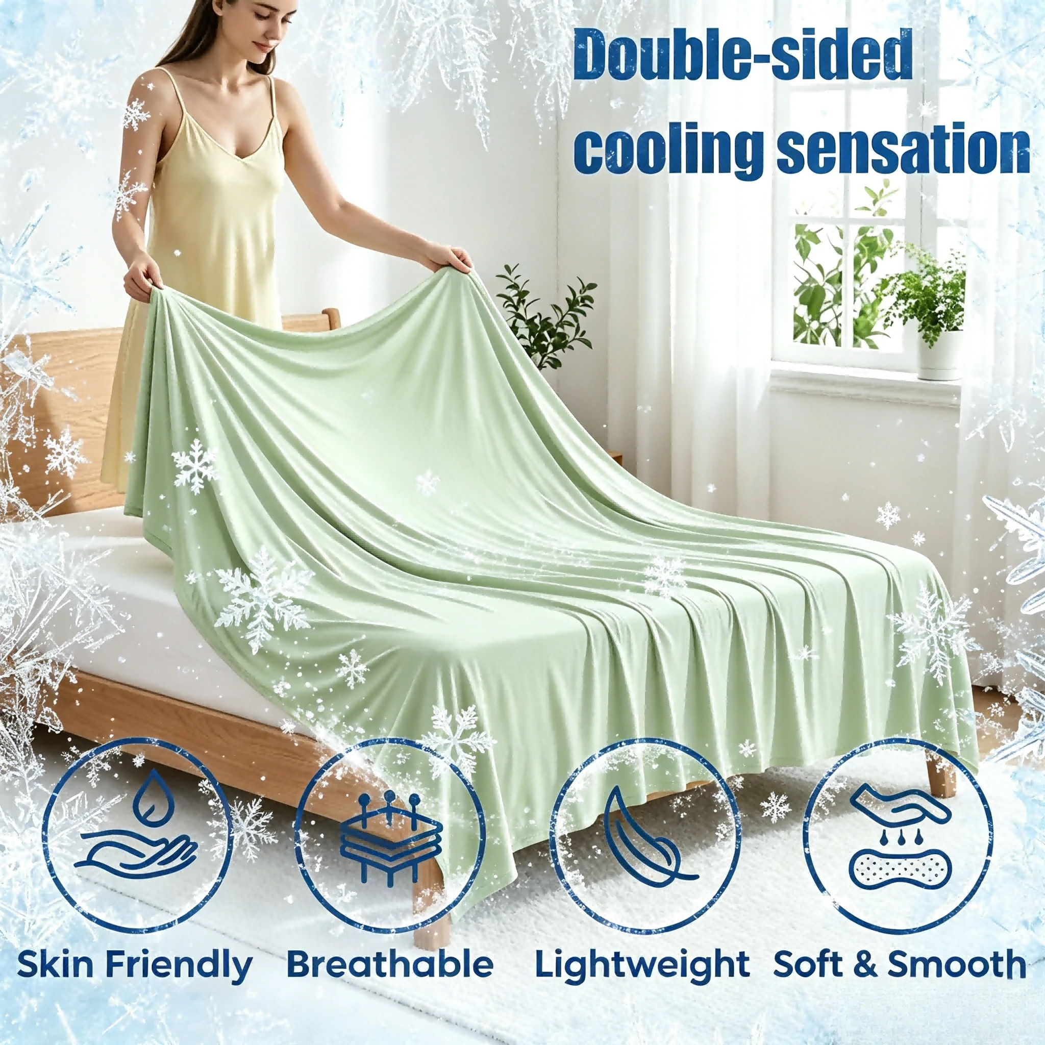 Summer Blanket Ice Silk Cooling Blanket Lightweight Breathable Air Condition Cooling Quilt Skin-friendly Duvet Comforter