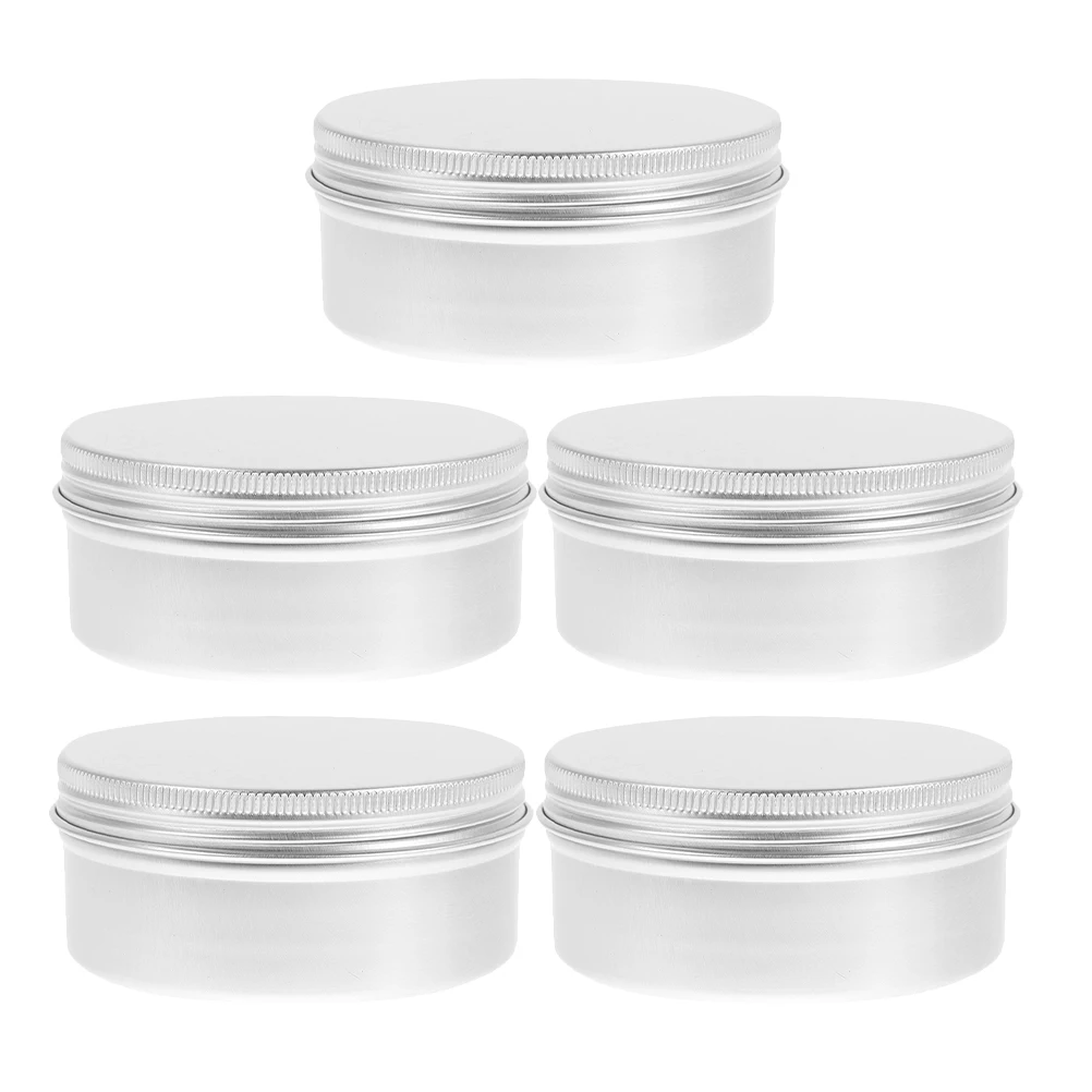 

5pcs Aluminum Boxes Lightweight Metal Tins Jars for Cosmetics Soap Travel Sample Pots Cream Containers Round Packaging Safe