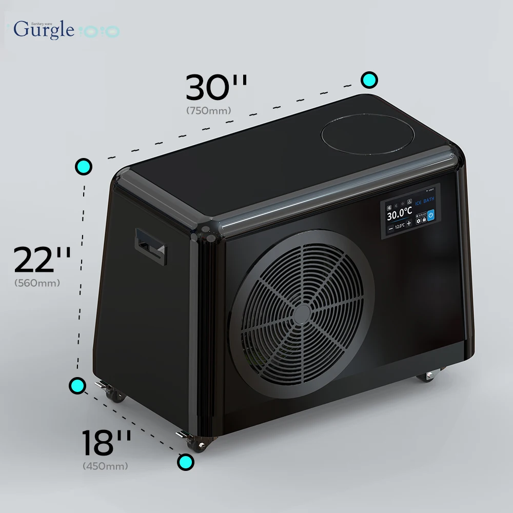 تصميم جديد الاكريليك حمام الجليد الباردة يغرق المبرد APP التحكم آلة مبرد المياه مع مرشح
