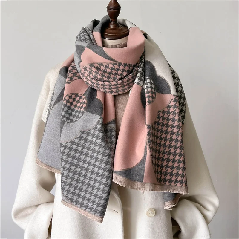 Luxury Brand Cashmere Women Plaid Scarf Winter Warm Shawl and Wrap Bandana Pashmina Female Foulard Square Thick Blanket Poncho