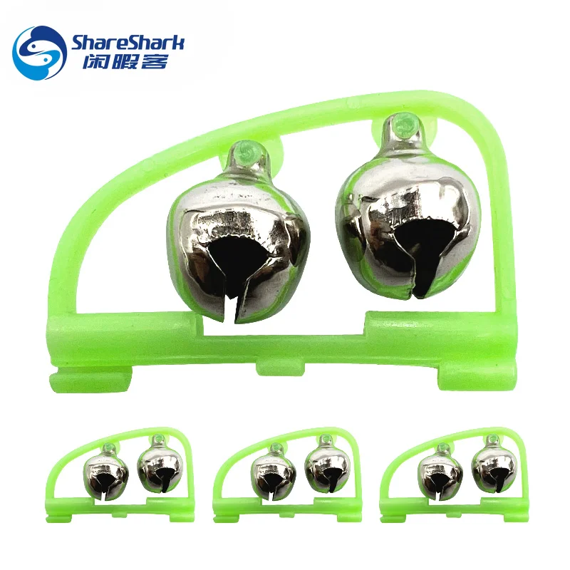 4 PCS Arched Fishing Bells Rod Alarm Green Plastic Night Indicator Bait Double Bells Alarm Fishing Equipment