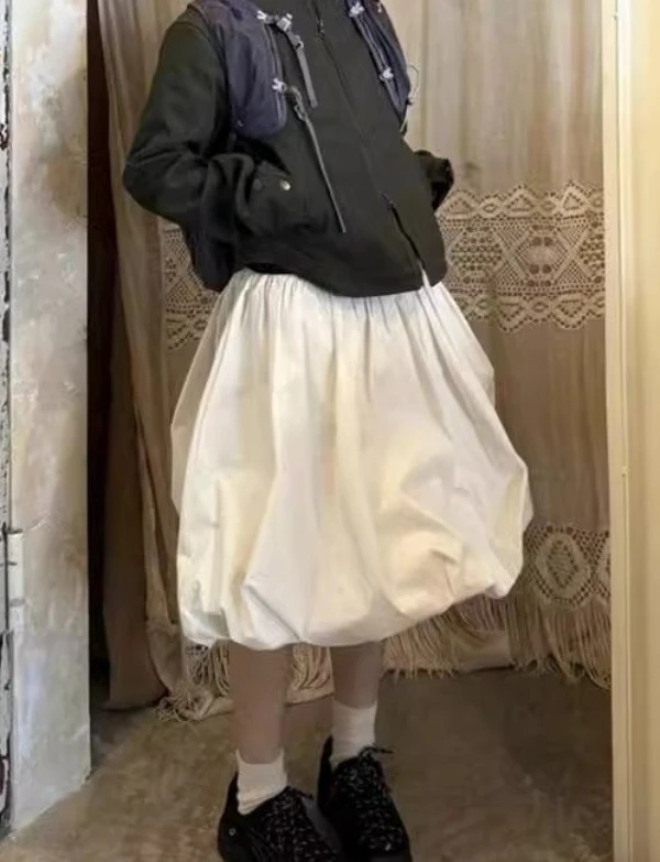 

Elastic Half Skirt, New White Fluffy Skirt, Mid To Long Length, Slimming Skirt, Super Fairy