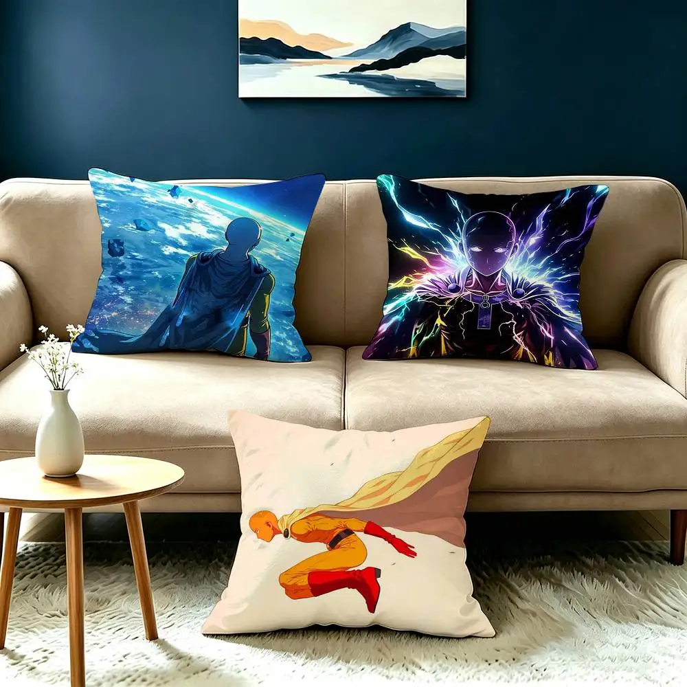 Anime One Punch Man Saitama Pillow Case Square Double-Sided Sofa Cushion Cover Bedroom Bedside Pillow