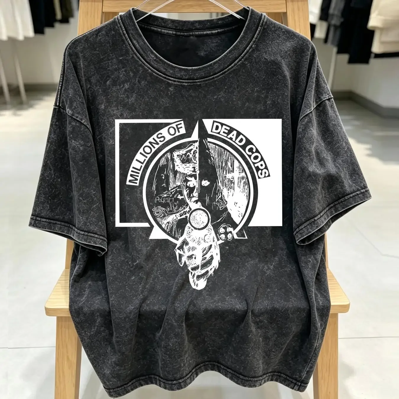 washed T Shirt MDC Millions Of Dead Cops Large SF Bay Area Hardcore Punk Hot Fire long or short sleeves vintage Washed fashion