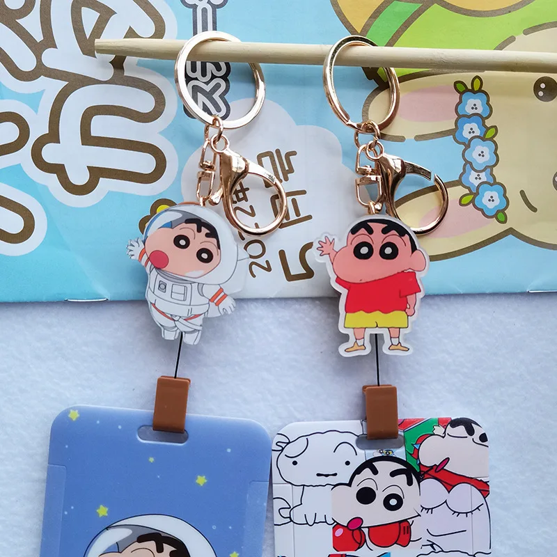 짱구 ID 카드홀더 배지 키 랜야드 배지 키체인, 만화 애니메이션 휴대용 카드 케이스, 사무실 출입 카드 용품