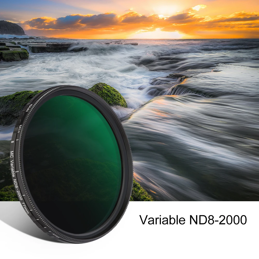 Giai-ND8 Para ND2000 Filtro ND Variável, Circular Nano Revestimento, Densidade Neutra Ajustável Camera Lens Filtros, 67mm, 72mm, 77mm, 82mm, 86mm