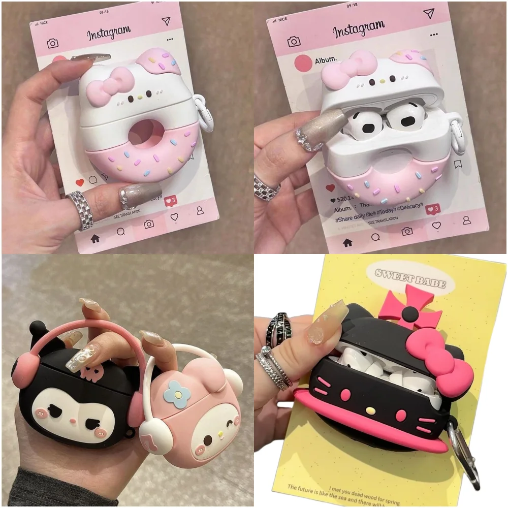 Anime Cartoon Apple AirPods 1/2/3 Pro 2 Case HelloKittys Kuromi My Melody Bluetooth Earphone Protective Case Headphone Box