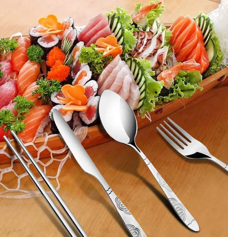 3-teiliges/4-teiliges/7-teiliges Picknick-Besteckset, Reise-Besteckset mit Etui, Tragbare Tasche für Abendessen, Haushalt, Reisen, Camping, Löffel – Detail 1