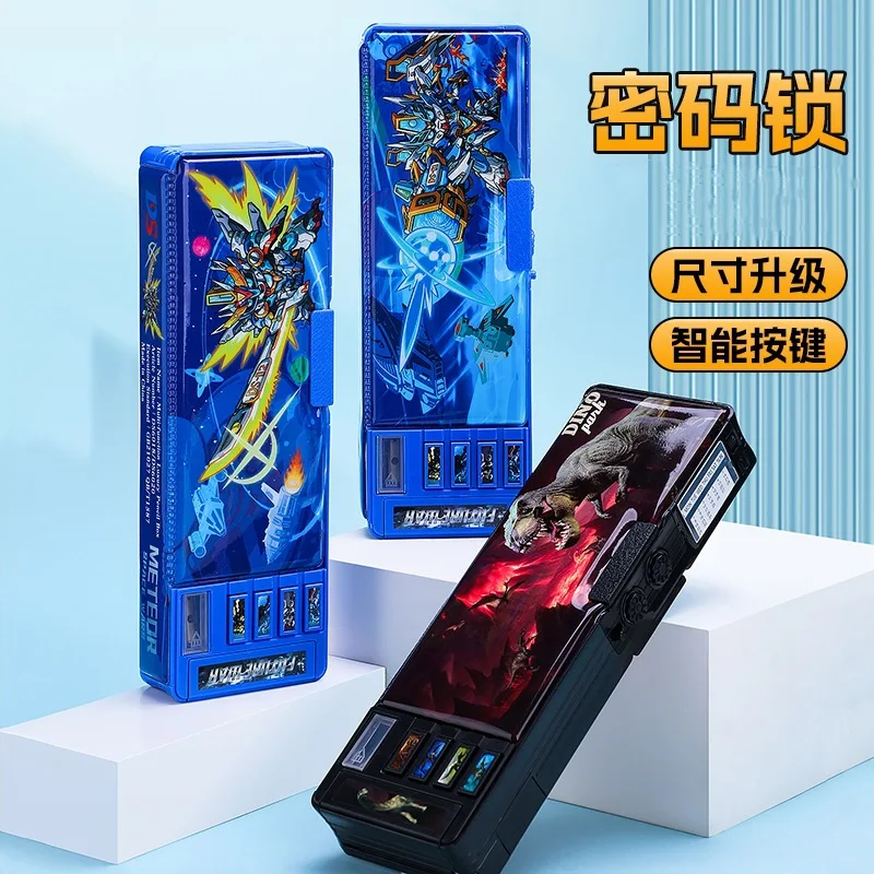 Password Lock Multi-function Button BoysGirls School Students Double-sided Large-capacity Pencil Case Deformation Stationery Box