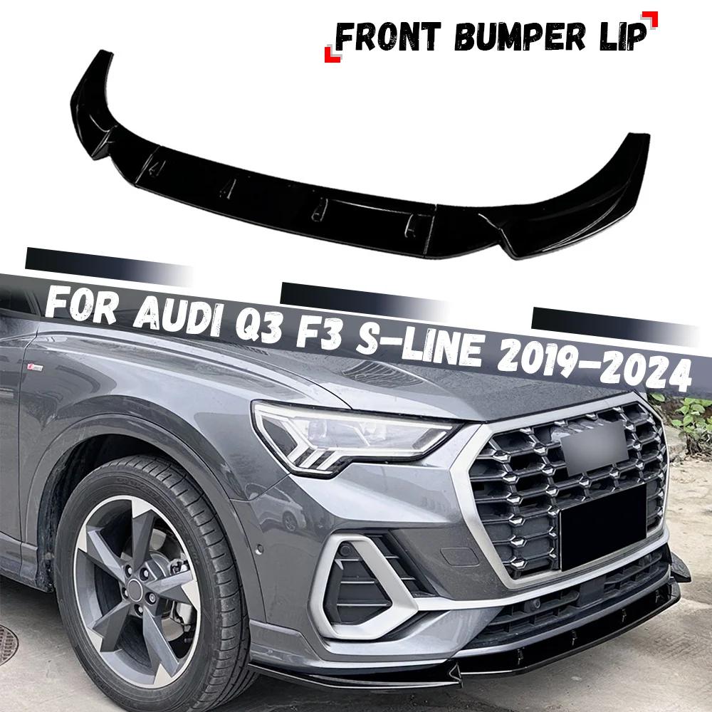 아우디 Q3 F3 TFSI TDI S-라인 2019-2024 자동차 앞 범퍼 립 스플리터 프론트 립 커버 스플리터 프로텍터 트림