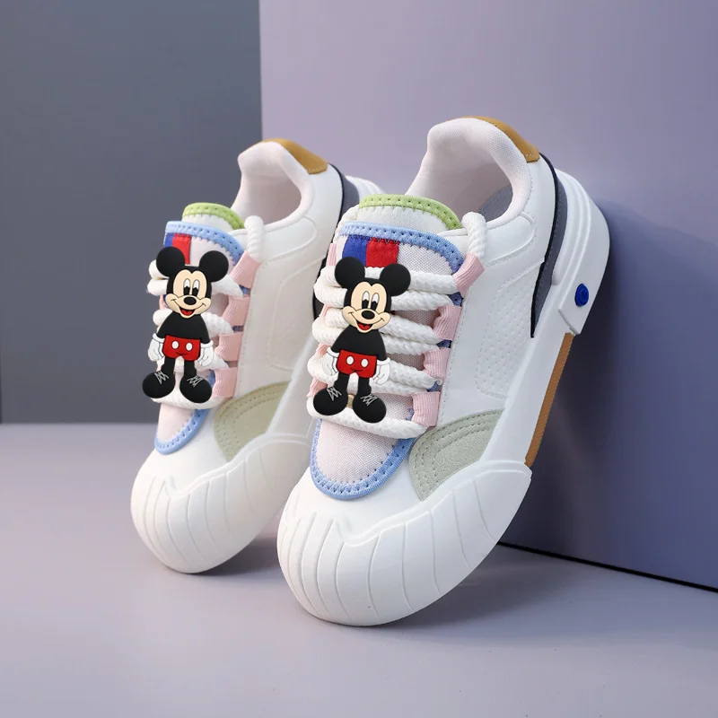 Disney mickey mouse sapatos casuais femininos nova minnie primavera e outono moda tênis aumentando dos desenhos animados tênis de corrida