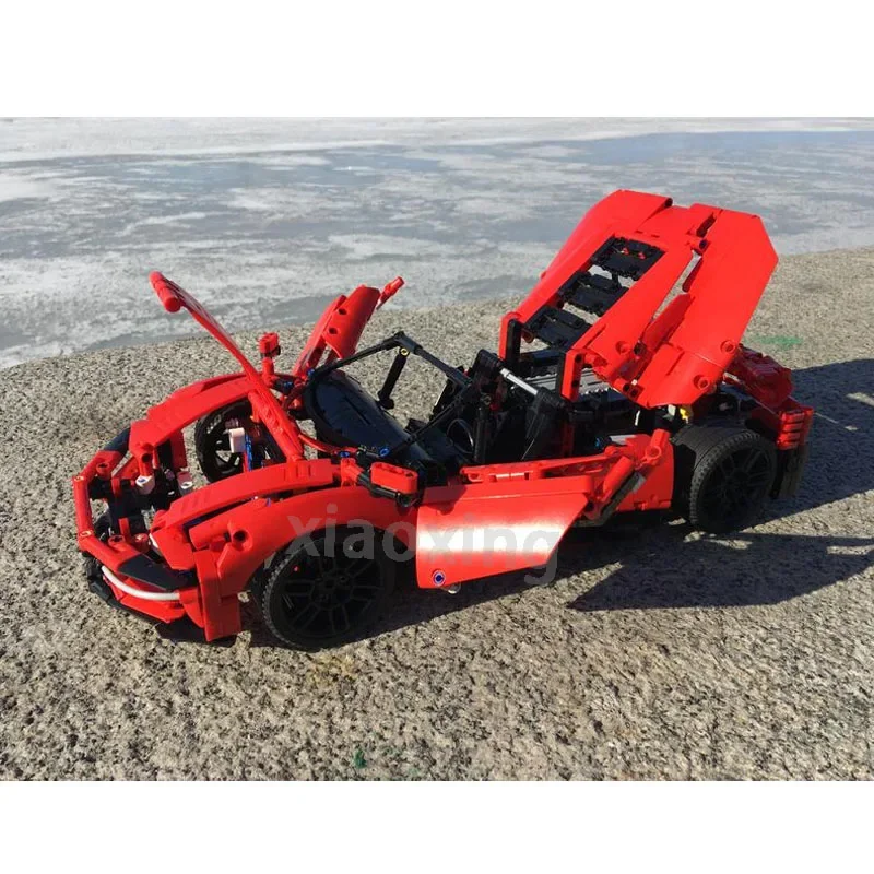 جديد MOC-108295 سيارة رياضية كلاسيكية حمراء 1370 قطعة متوافقة مع 42125 كتلة سيارة رياضية هدايا عيد ميلاد الكبار والأطفال