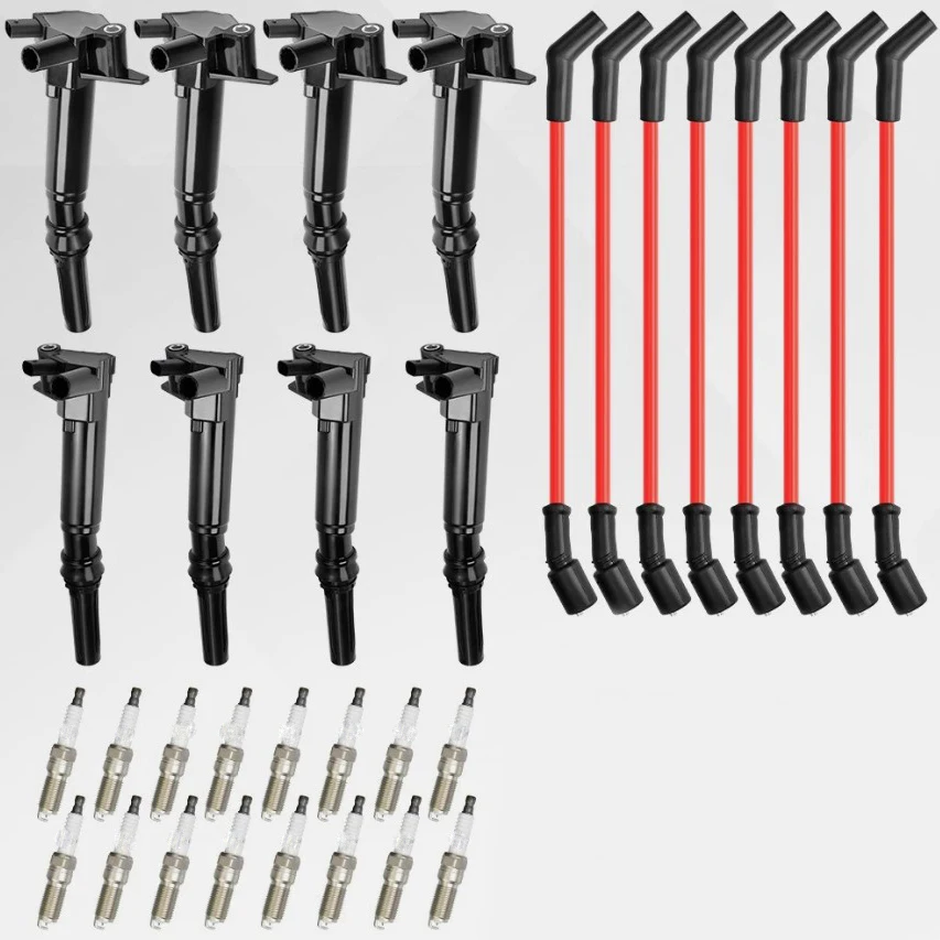 

Suitable For Ford F-250 F-350 E-450 Uf834 Uf865 8 Ignition Coils + 16 Spark Plugs + 8 Wires Automotive Accessories