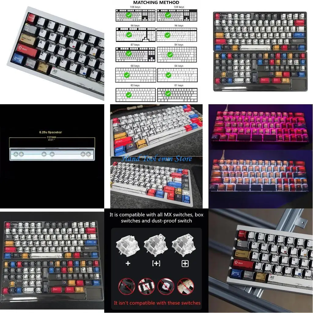 

H37F Comics Mixed Lights Dye Sublimations Keyboards Keycaps 136Pcs Original Profile Keycaps Cover for 60 80 61 64 68 75