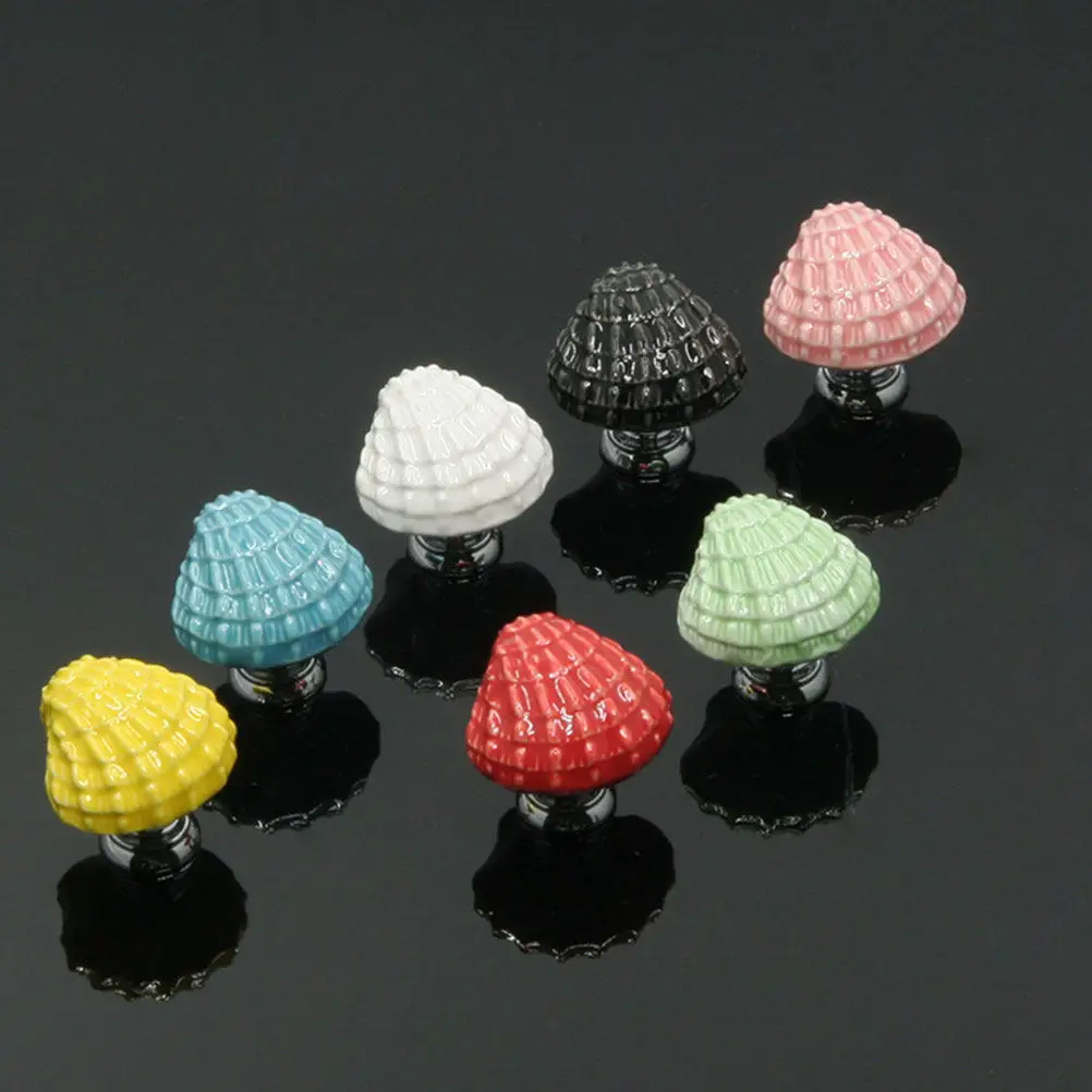 4Pcs Stylish Cartoon Shell Ceramic Knobs Pull Handle for Kitchen Cabinets Wardrobe Drawers Cupboard Chest Bookcase Bin