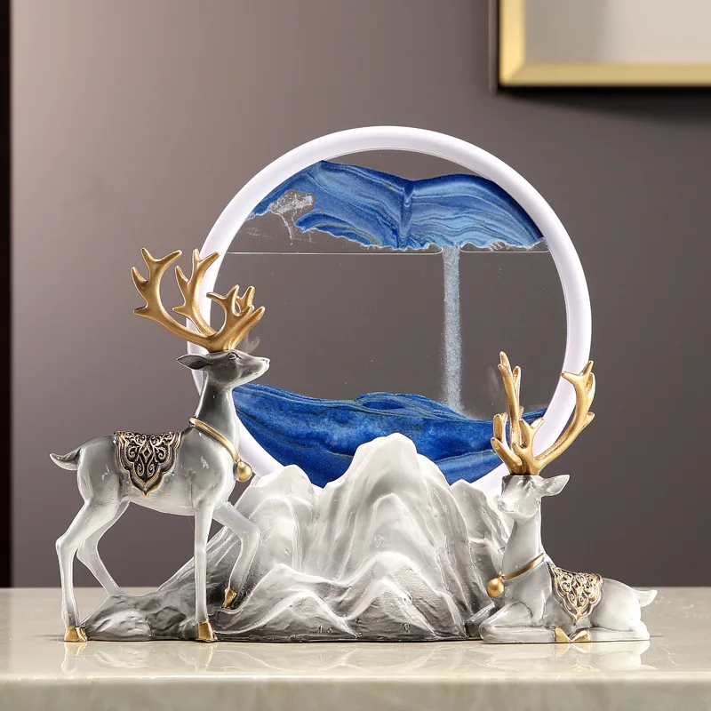 

Hourglass creative ornament quicksand painting deer living room entrance wine cabinet light luxury decoration