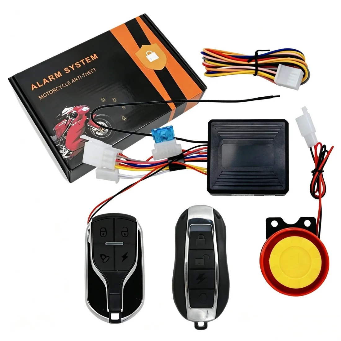 Motorcycle Burglar Alarm Remote Activated Motorcycle Alarm with Remote Control & Buttons Moto Scooter DirtBike Theft Protection