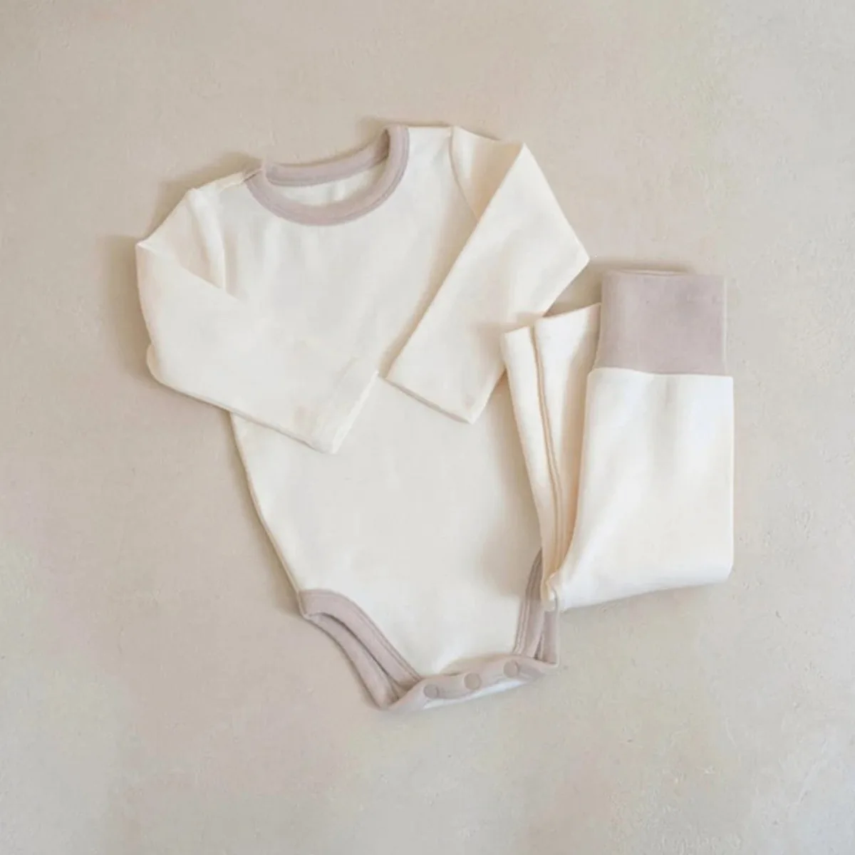 2026 Autumn New Baby Long Sleeve Home Clothes Set Infant Boy Girl Bodysuit + High Waisted Pants 2pcs Suit Toddler Cotton Outfits