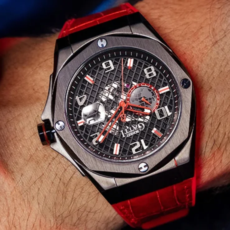 BONEST GATTI Men Automatic Watch 47mm Mechanical Wristwatch Skeleton Dial Waterproof Sapphire Mirror 24 Hours Date