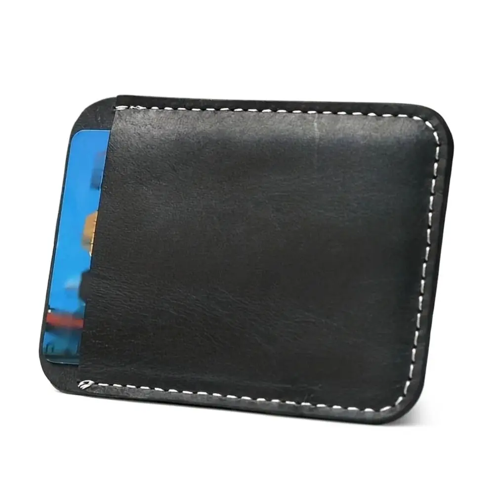 Fashion Thin Genuine Leather Money Clip Mini Wallet Men Credit Card Slot Slim Bills Metal Cash Clamp for Man Billfold Holder