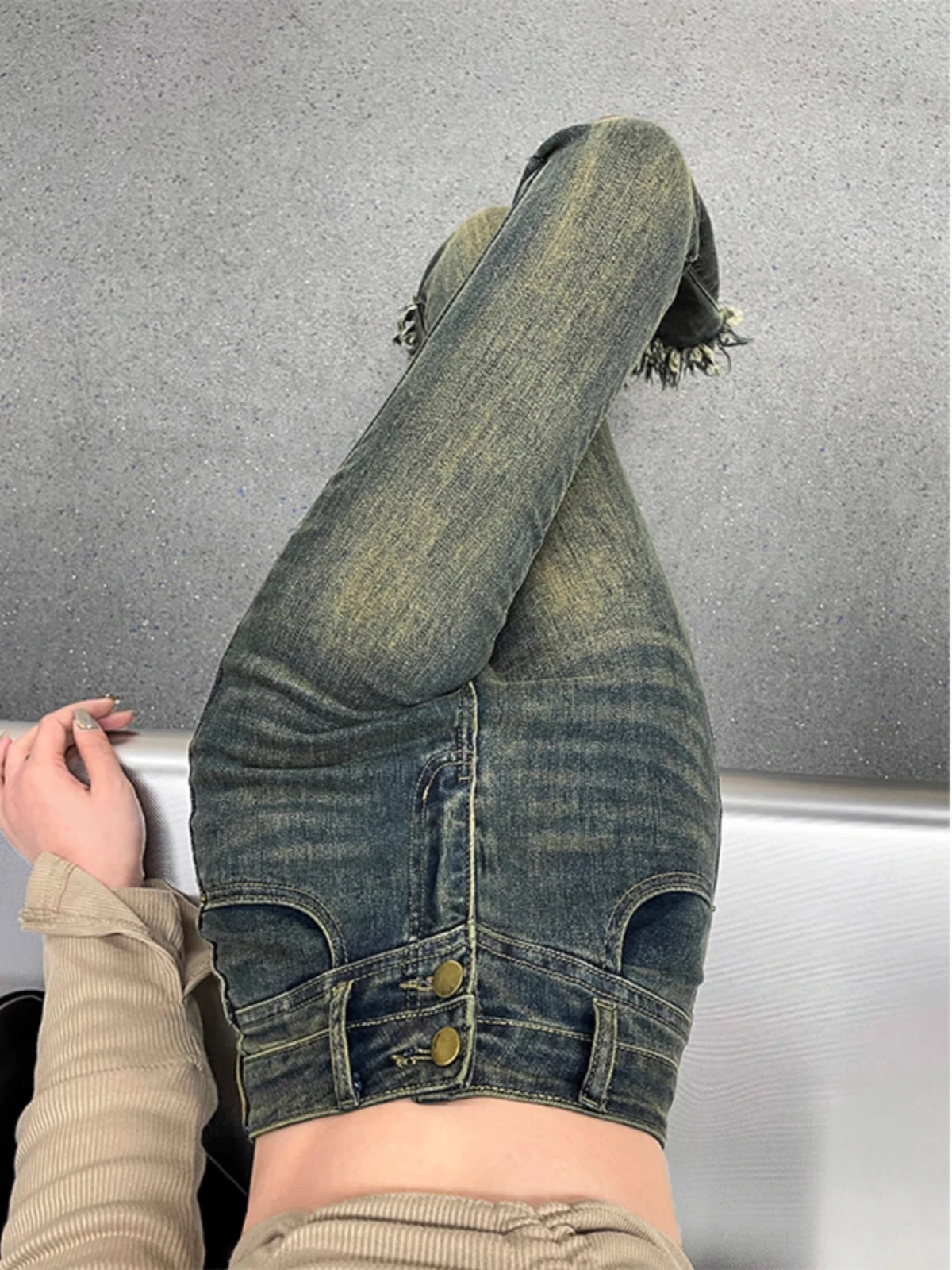 

Retro Tassel High Waist Bell Bottom Jeans Women's Spring Autumn New Style Slimming Elastic Wear Resistant Long Pants