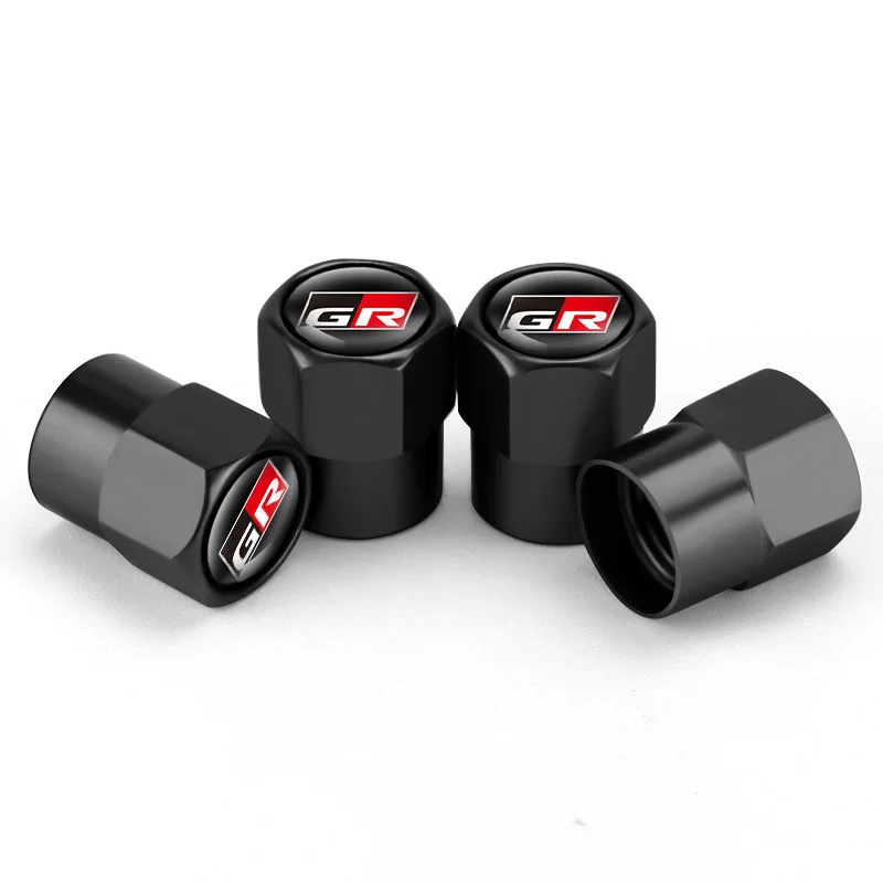 4Pcs Car Wheel Tire Valve Caps Air Stem For Toyota GR Sport Gazoo Racing Yaris 86 Corolla Hilux Supra C- HR Tyre Plug Accessorie