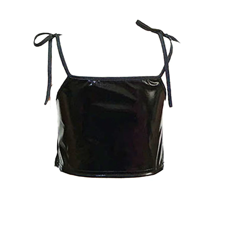 Débardeur pour enfants, garçons et filles, Camis, danse de Ballet, Jazz, vêtements métalliques, bretelles brillantes, hauts courts avec bretelles Spaghetti, Costume de scène