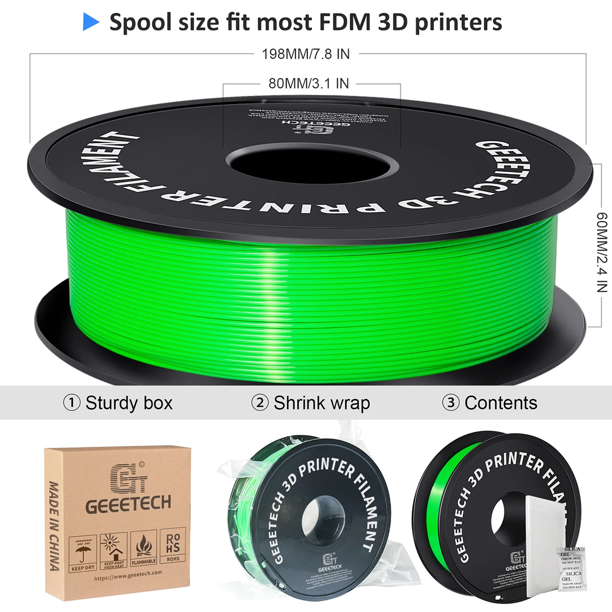 Geeetech 2Kg Standardowy Filament PLA 1.75mm +/-0.02MM do Drukarki 3D, Kolorowy Materiał Plastikowy, Pasuje do Większości Drukarek FDM — zdjęcie produktu 6