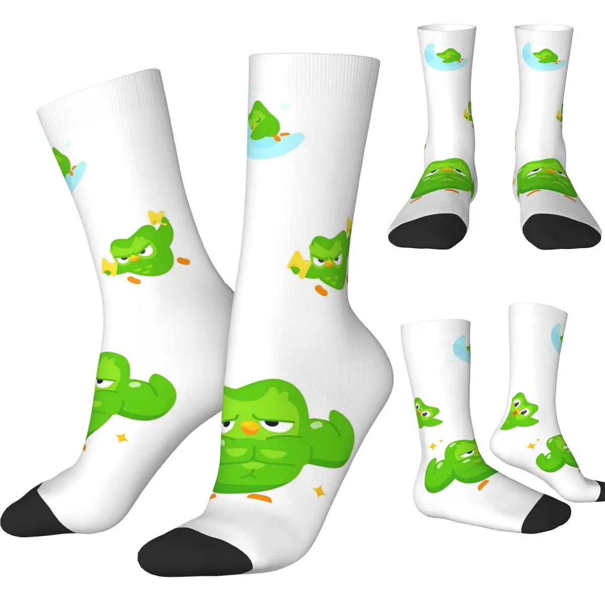 Duolingo Owl Duo Socks Funny Stockings Unisex Men Quality Running Sports Socks Winter Design Non Skid Socks