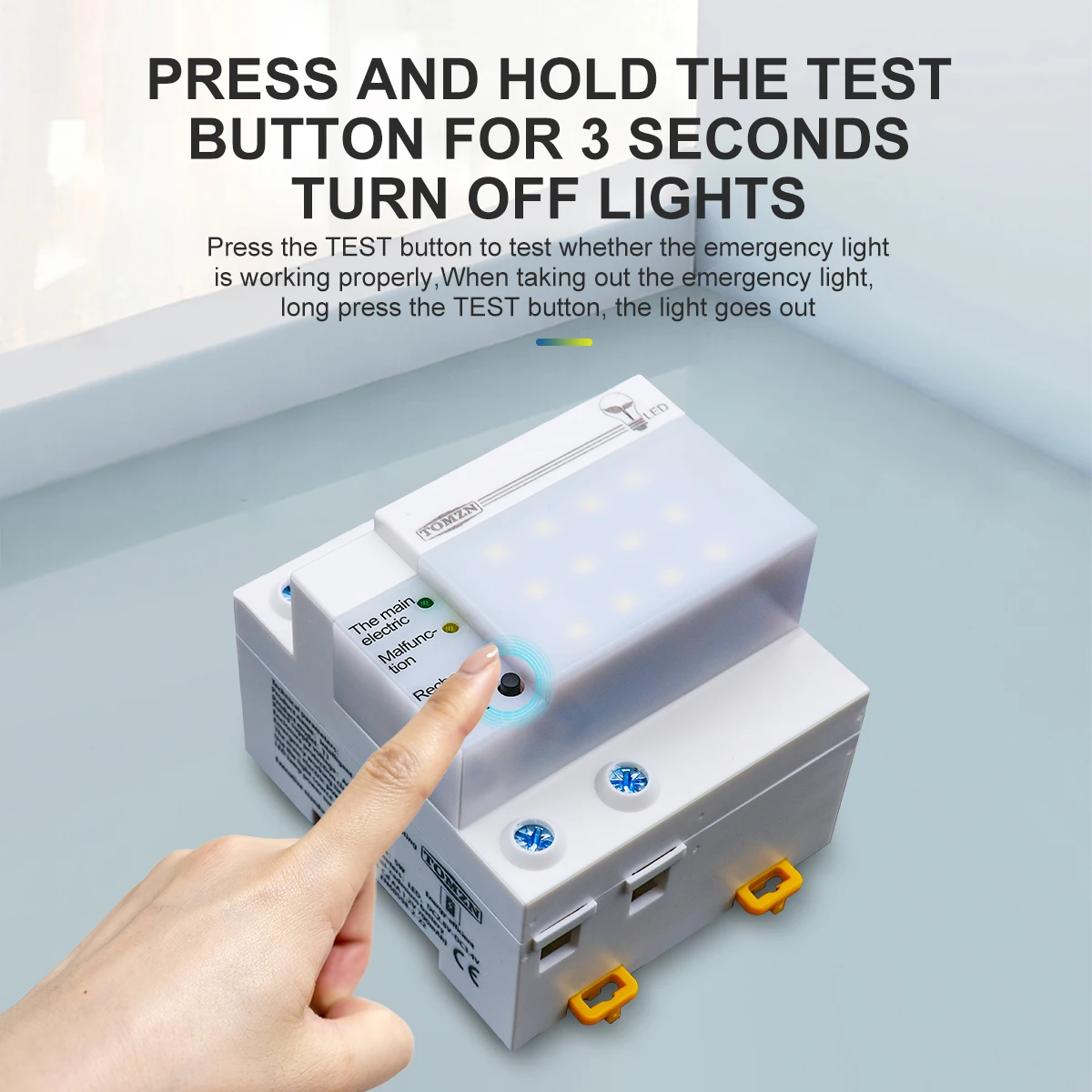 TOMZN DIN rail socket 230V LED Rechargeable emergency light mobile emergency light