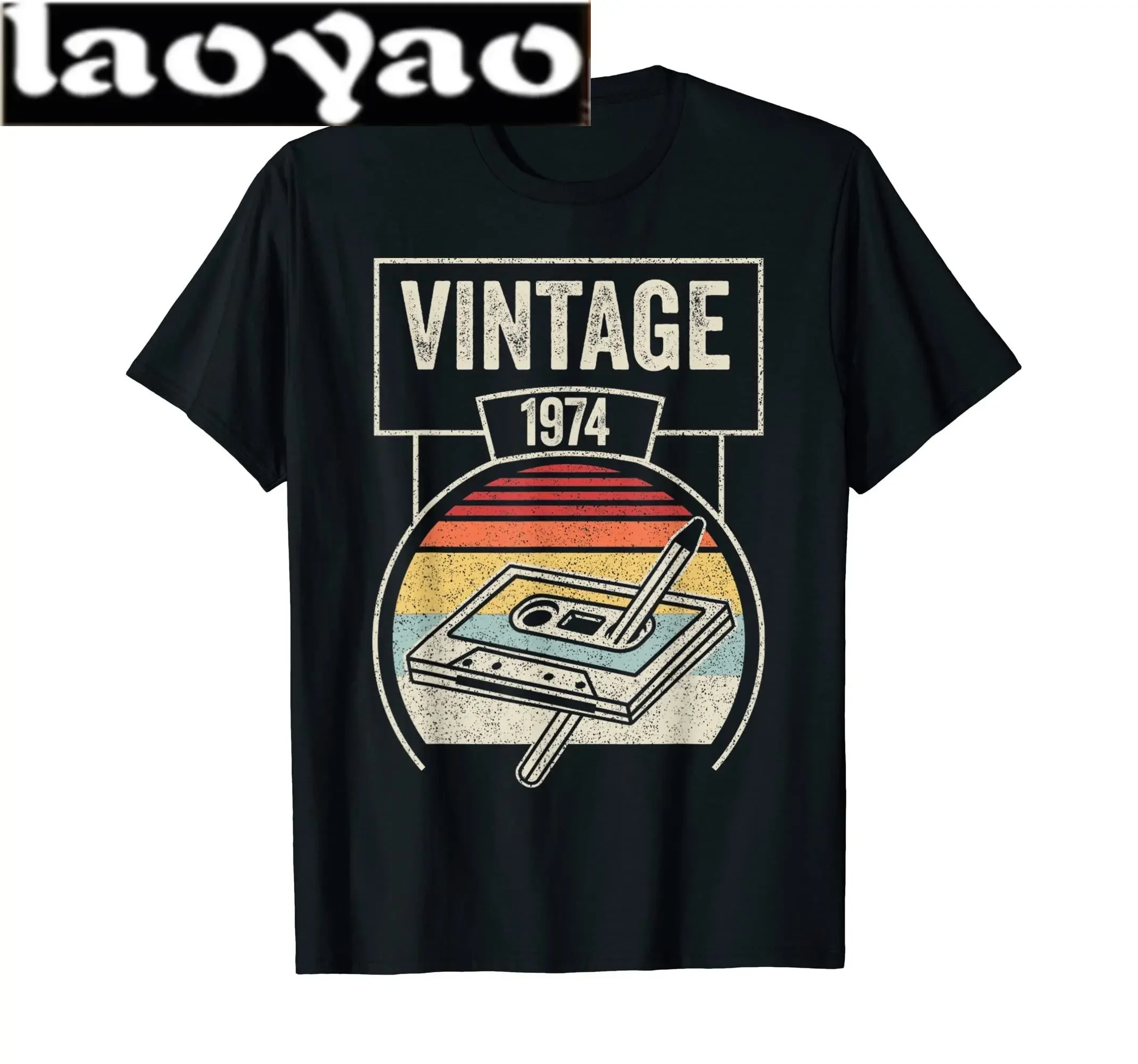 Classic Vintage Born in 1974 Retro 70s Style Birthday Year Tshirt Men Women Unisex T Shirt Streetwear Comfort Summer Cotton Tee