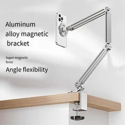 New Magnetic Desk Phone Stand for Tablet Cellphone Overhead Adjustable Metal Long Arm Phone Mount for Magsafe Iphone iPad Xiaomi