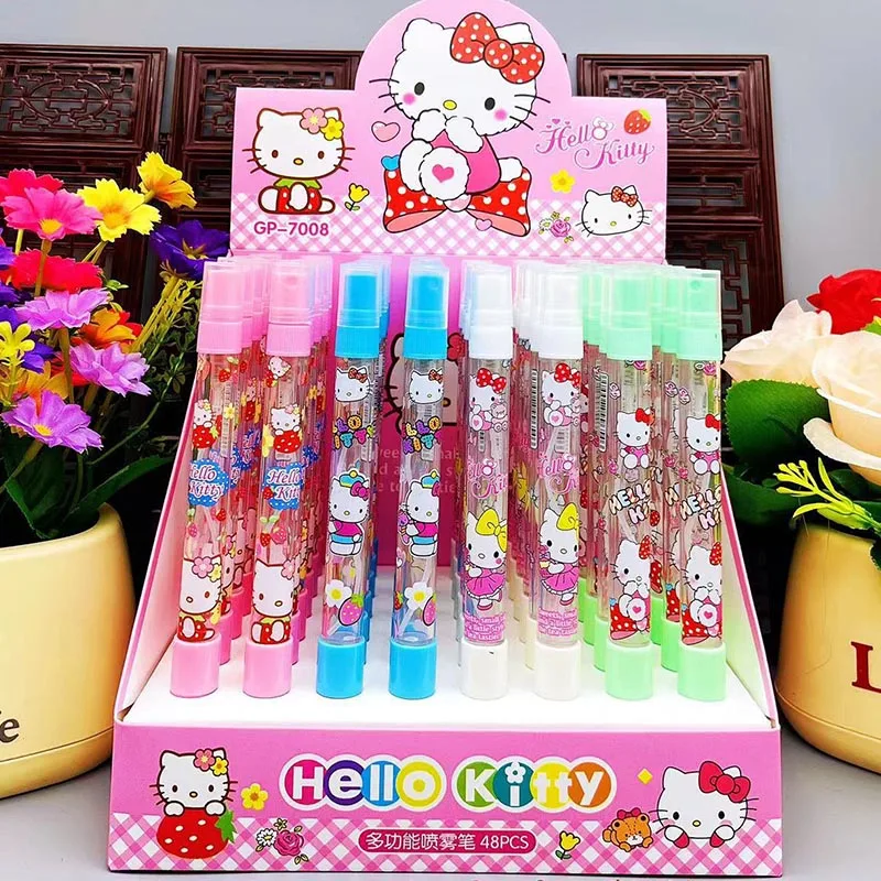 

48pcs/lot Creative Sanrio Kitty Spraying Gel Pens For Writing Cute 0.5mm Black Ink Neutral Pen Kids Gift Office School Supplies