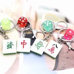 Genuine Mahjong Dice Popcorn Ice Cream Lollipop Creative Cartoon Keychain  For Keyring Bag Car Key Chain Ring Pendant Gifts