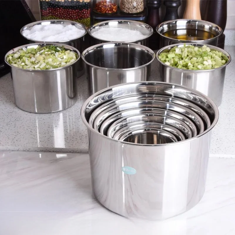 Tazón de mezcla de cocina de acero inoxidable engrosado, cuenco para aderezos de ensalada, cuenco para ingredientes, cuenco para utensilios, plato para servir, tazón pequeño