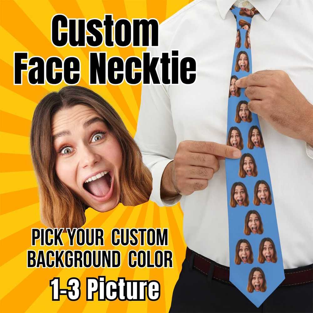 

Fun custom face tie 3d printing photo logo fashion new polyester men's and women's tie bar club party holiday gift tie neutral