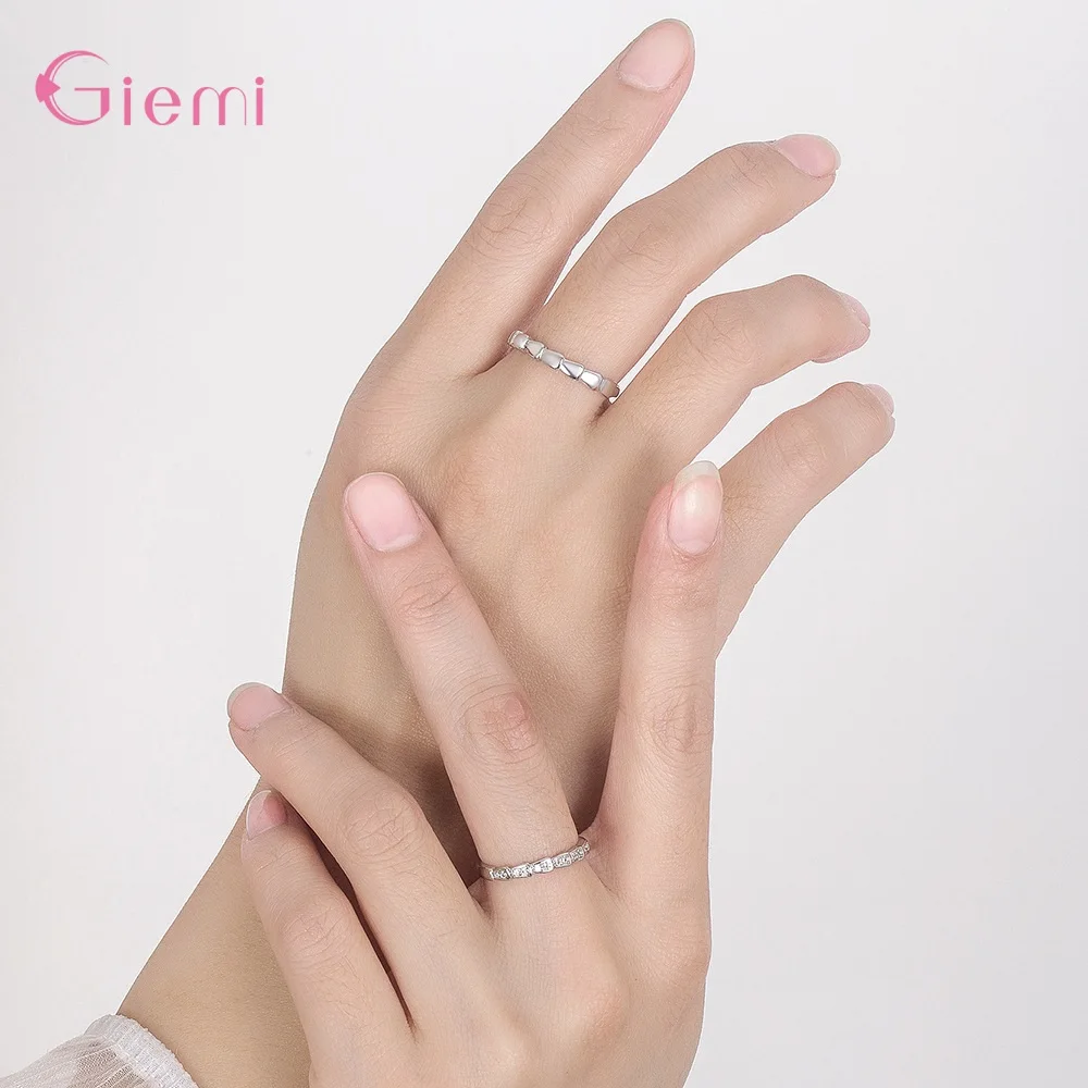 Classic 925 Sterling Silver Geometric Bamboo Simple Ring Fit Women Fashion Style Free Size Ring Fine Jewelry Accessories