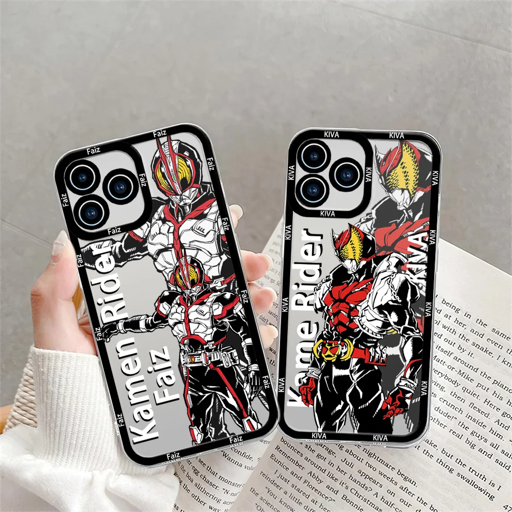 Cool K-Kamen R-Rider Phone Case for iPhone 12 11 13 14 15 16 Max Pro Plus Transparent Bezel Shell