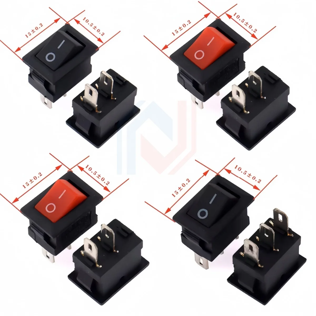 5PCS 3 Pin 2 Pin 3A 250V 10*15mm Black Button Rocker Switch ON OFF  AC 10X15 Mini Rocker Power Switches