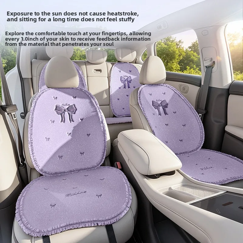 Fashion Universal Linen Cotton Car Seat Cover Four Season Breathable Anti-Slip Cover Cushion SUV Car Seat Protection with Pillow