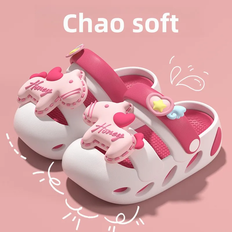 2026 Cute anti-collision children's cool slippers girls summer indoor non-slip boys hole shoes baby kindergarten bath slippers