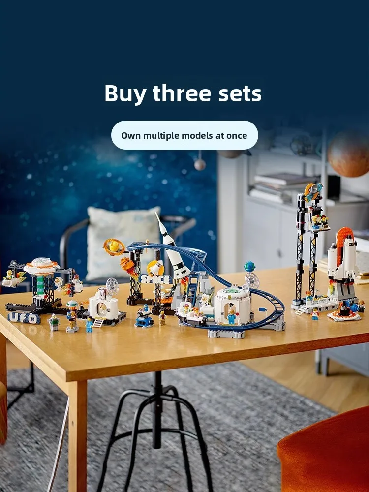 

3in Creative Space Roller Coaster Assembly Toy for Boys Astronaut Plane Building Blos Children's Gift Eonal Toy