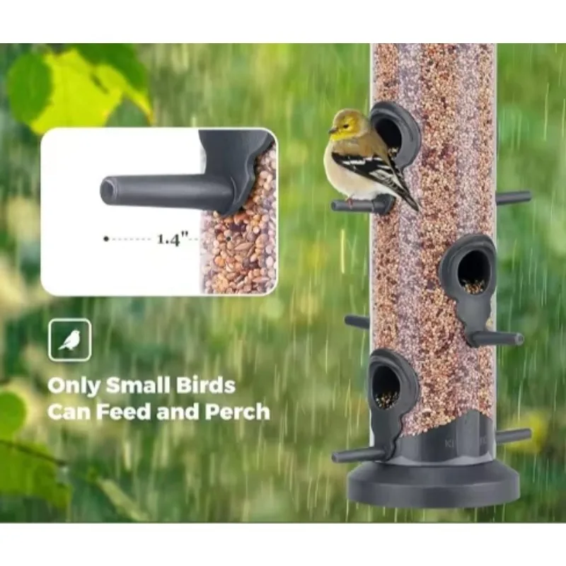 

High-quality Plastic Tube Feeders with 6 Feeding Ports Weatherproof Feeder with Steel Hanger for Wild Birds Gift for Bird Lovers