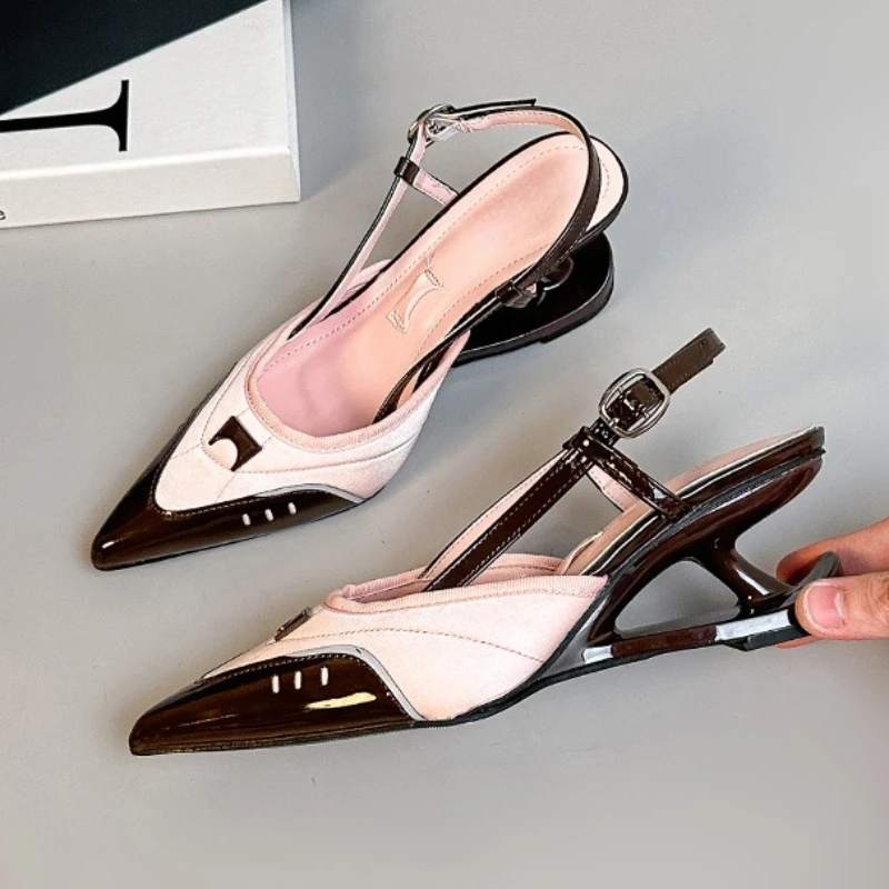 Fashion Wedge Mary Jane Shoes Women Pointed Toe Pumps Riband Elegant High Heels Dress Shoes Designer Brand Sandals for Women