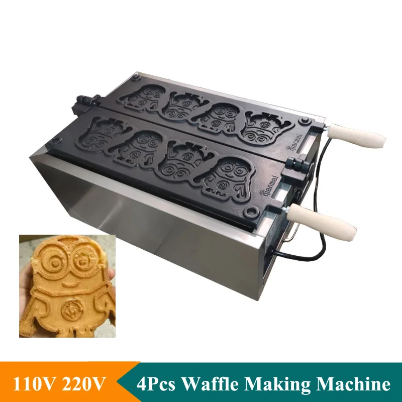 New Mold Cartoon Character Waffle Machine Stainless Steel Waffle Maker Machine 4Pcs Small Yellow Man Shape Waffle Machine