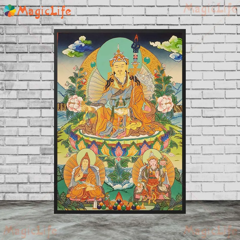صور جدارية لدين البوذا لغرفة المعيشة ، رنبوتشي غورو ، بادماسامبهافا ، بوديساتفا ، لوحة فنية قماشية ، بدون إطار