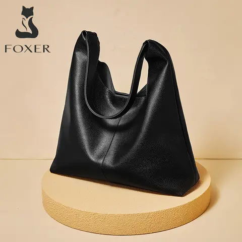 FOXER 미니멀리즘 분할 가죽 여성 어깨 겨드랑이 가방 2025 새로운 솔리드 캐주얼 호보 가방 여성 Daliy 토트 백 지갑