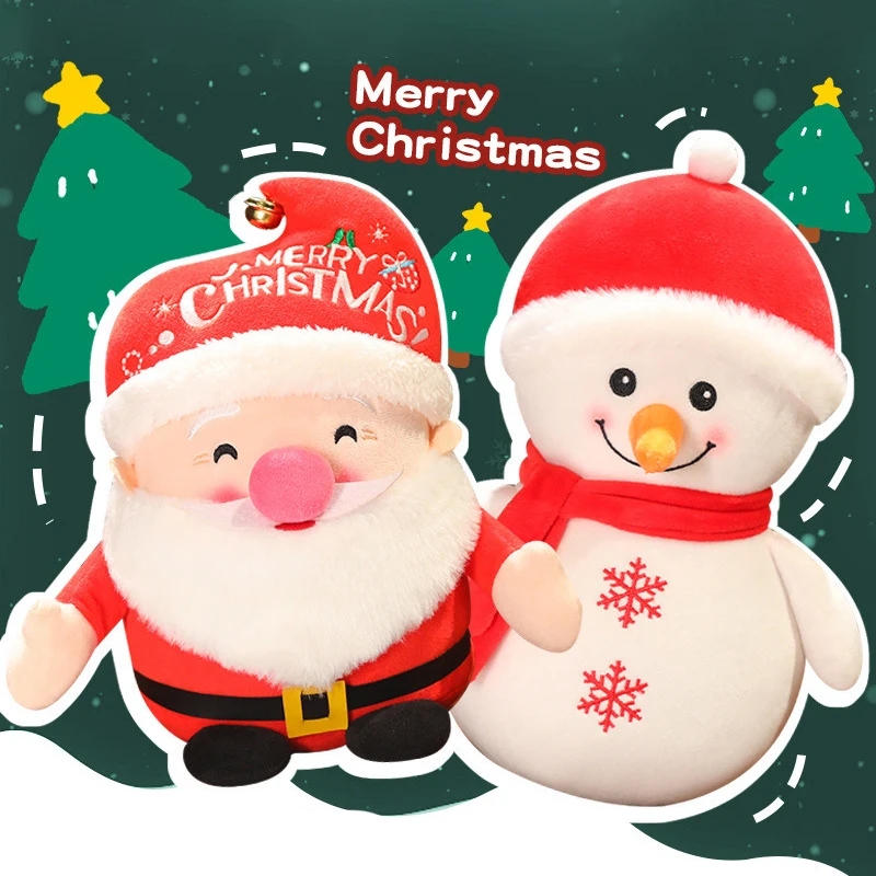 1 PC 2025 คริสต์มาสตุ๊กตายัดไส้ตุ๊กตาของเล่นตุ๊กตา Kawaii Santa Claus Snowman Elk Plush ของเล่นตุ๊กตาของเล่นคริสต์มาส...