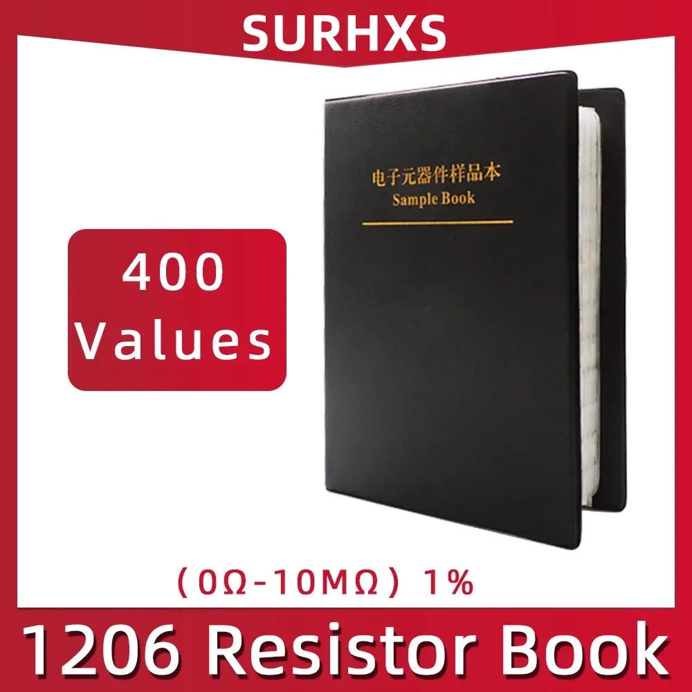 

1206 400Values 1% SMD Resistor Sample Book RC0402 FR-07 0R~10M 400Values 50pcs 20000pcs Resistors Kit